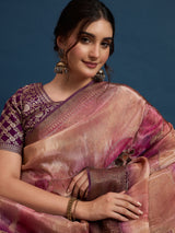 KUSUM KALA-Elegant dual-tone saree with rich mauve and wine shades
