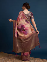 KUSUM KALA-Elegant dual-tone saree with rich mauve and wine shades
