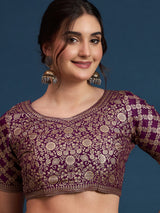 KUSUM KALA-Elegant dual-tone saree with rich mauve and wine shades