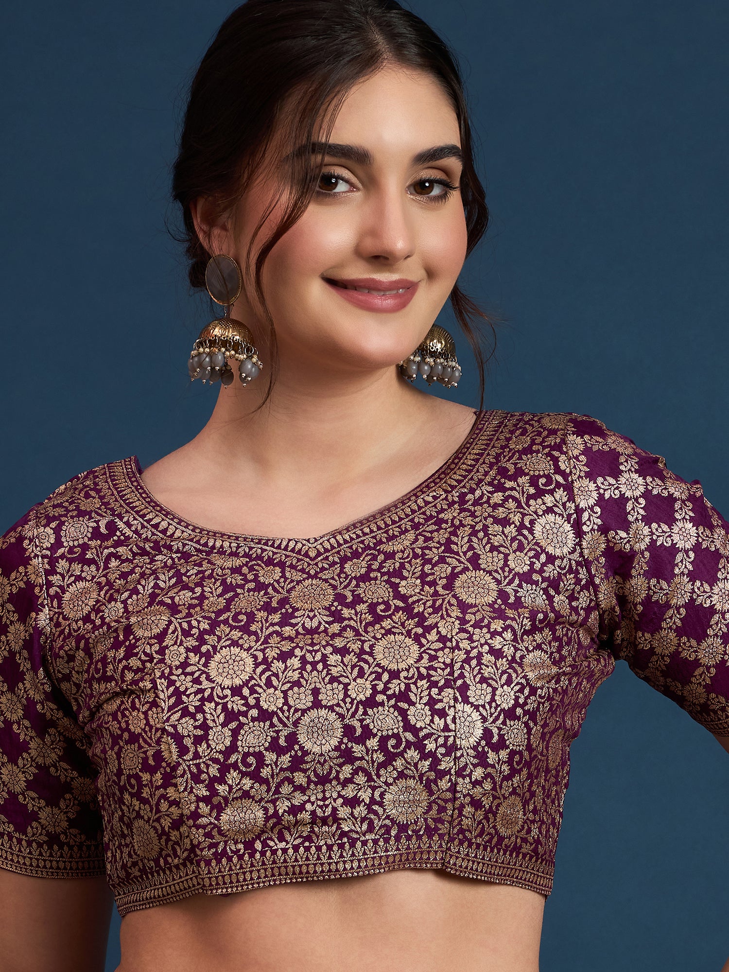 KUSUM KALA-Elegant dual-tone saree with rich mauve and wine shades