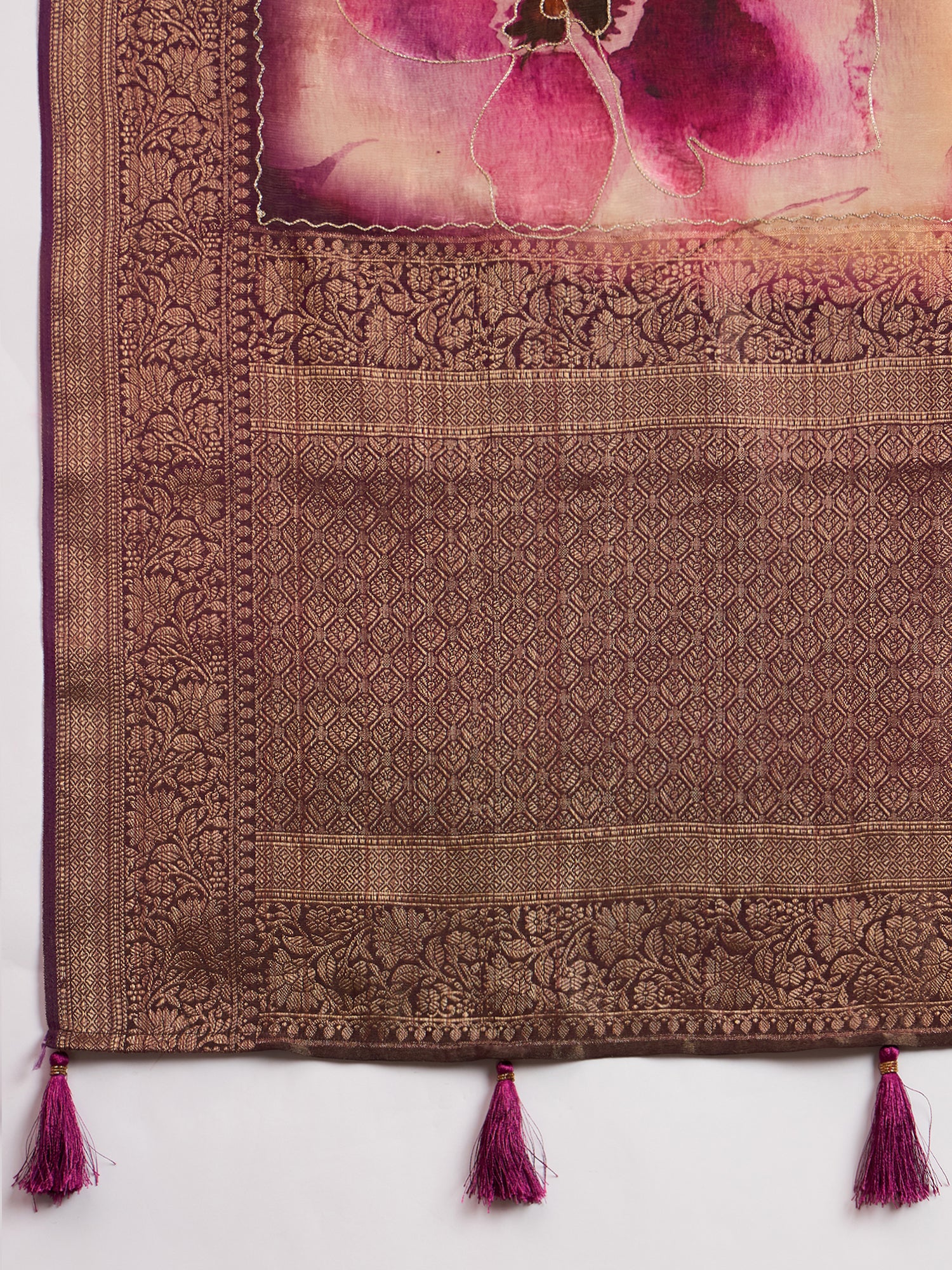 KUSUM KALA-Elegant dual-tone saree with rich mauve and wine shades
