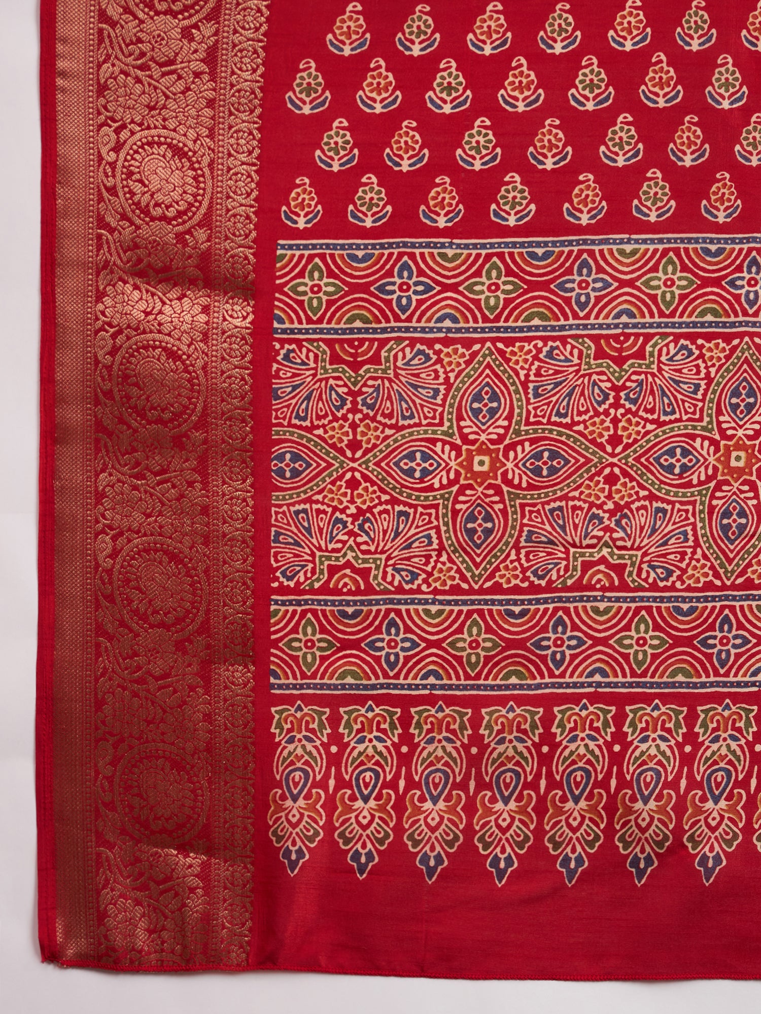 Women's Dola Fabric Jacquard Border Saree with Floral and Botanical Prints