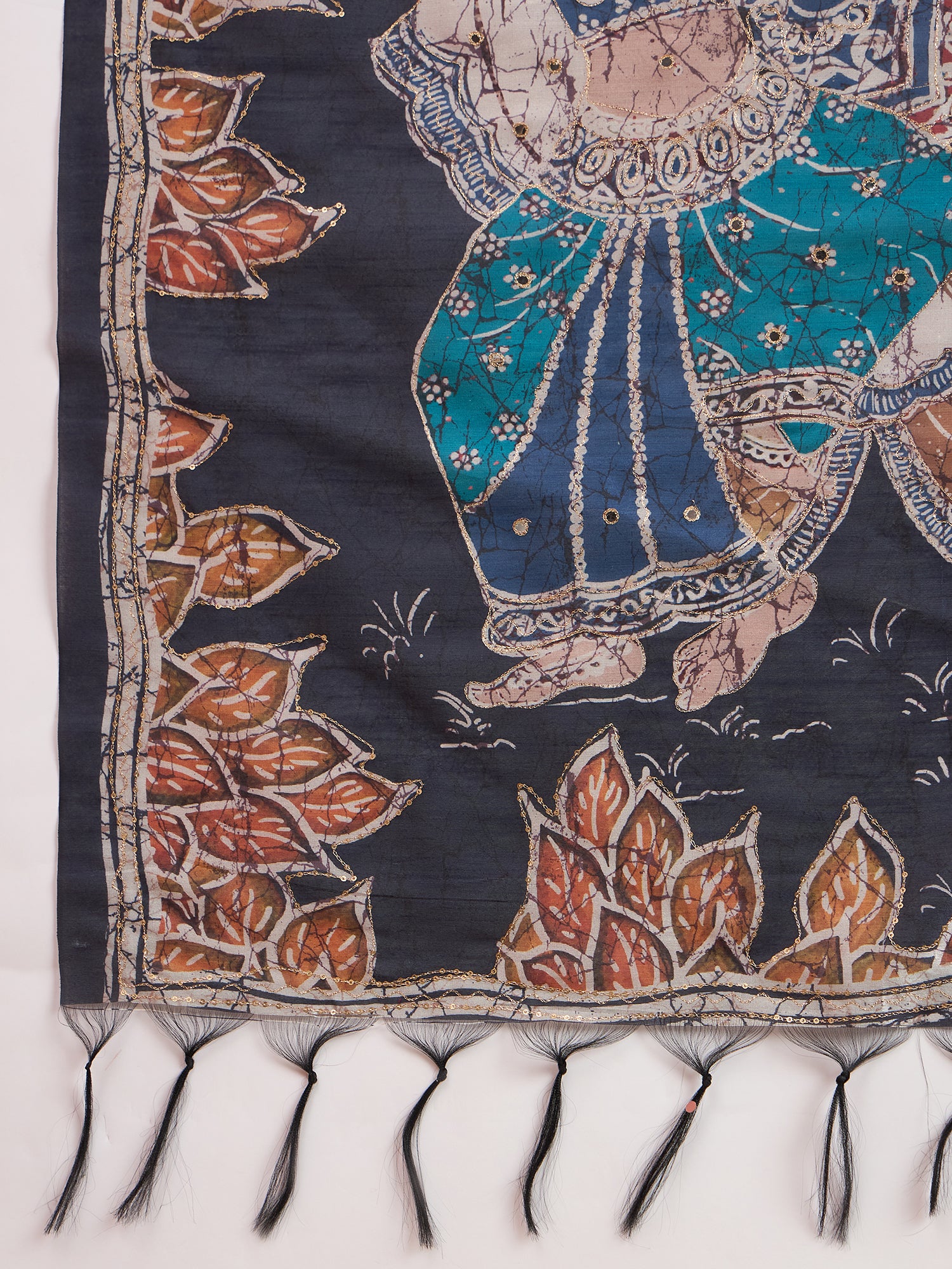 TARANG-Elegant Coffee Brown Designer Saree with Silver Buti Work & Artistic Printed Pallu