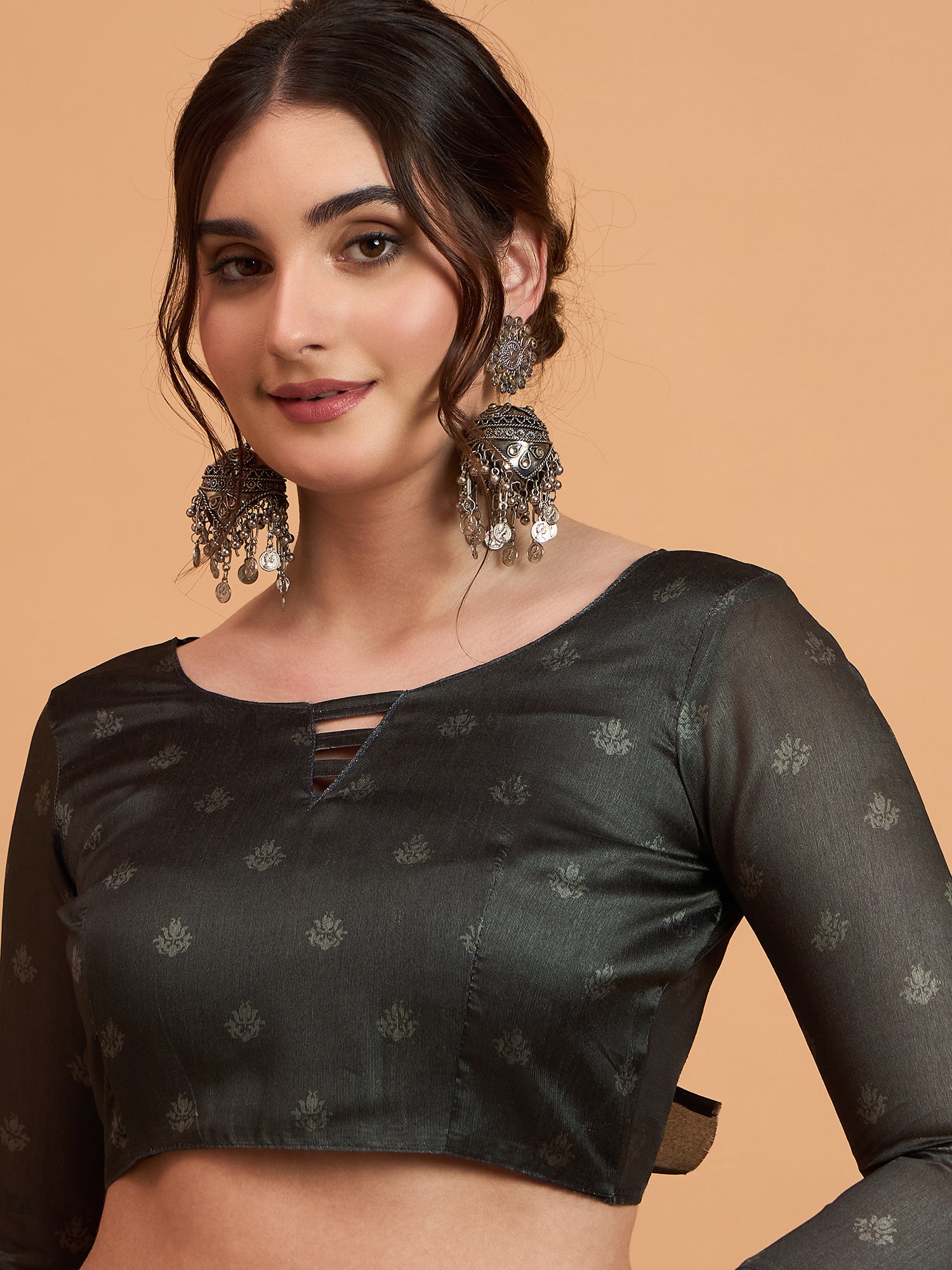 TARANG-Elegant Maroon Silk Saree with Silver Zari Motifs & Contrast Black Pallu