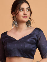 TARANG-Elegant Emerald Green Silk Saree with Silver Zari Motifs & Artistic Contrast Pallu