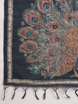 TARANG -Royal Wine Purple Designer Saree with Peacock Feather Print & Elegant Contrast Pallu