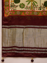 SURTAAL-Elegant dark green saree with intricate floral and nature-inspired prints