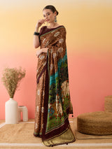 Lightweight Surtaal Figure Print Saree with Elegant Lagdi Border