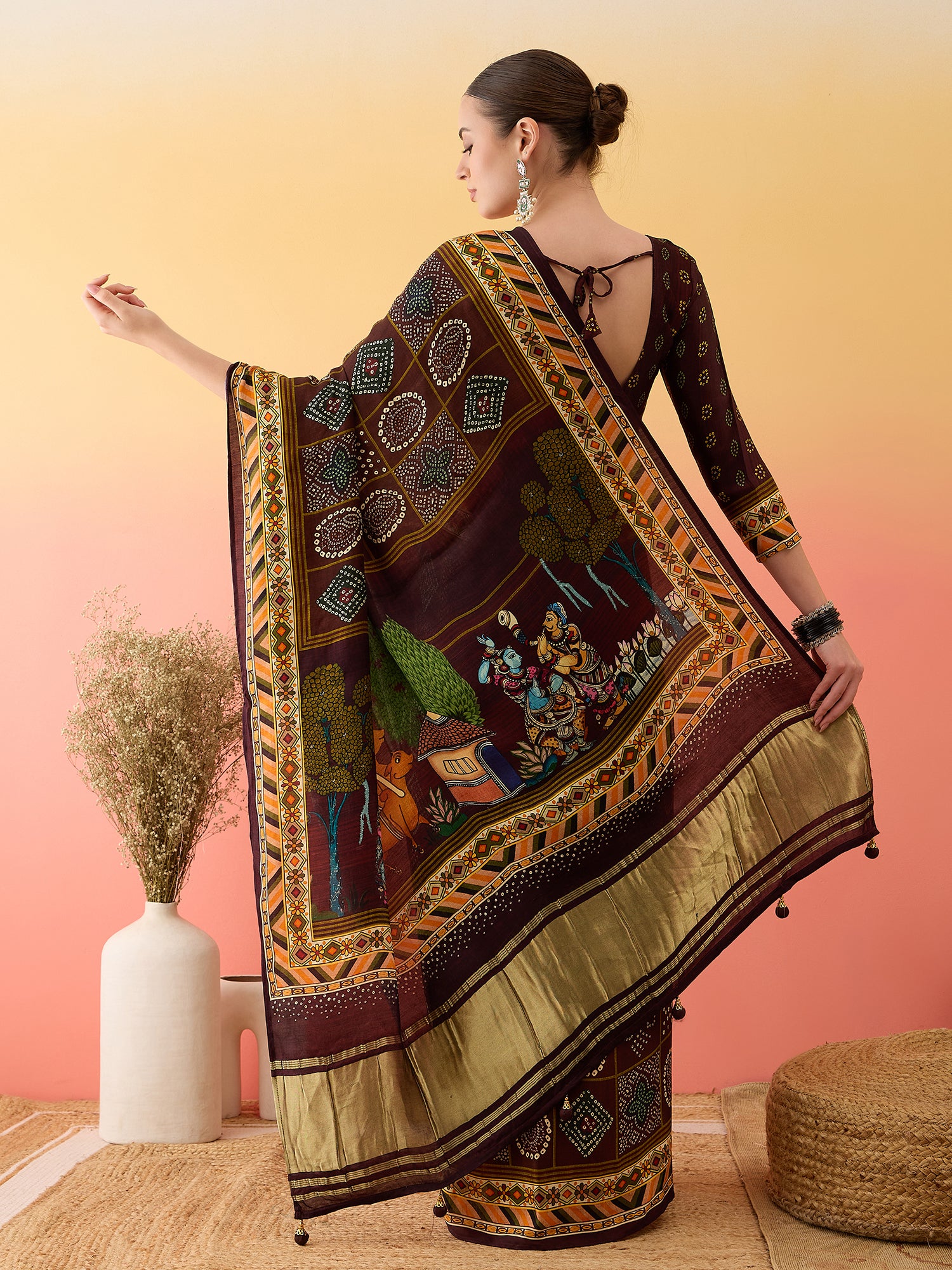 Designer Surtaal Figure Print Saree with Lagdi Border