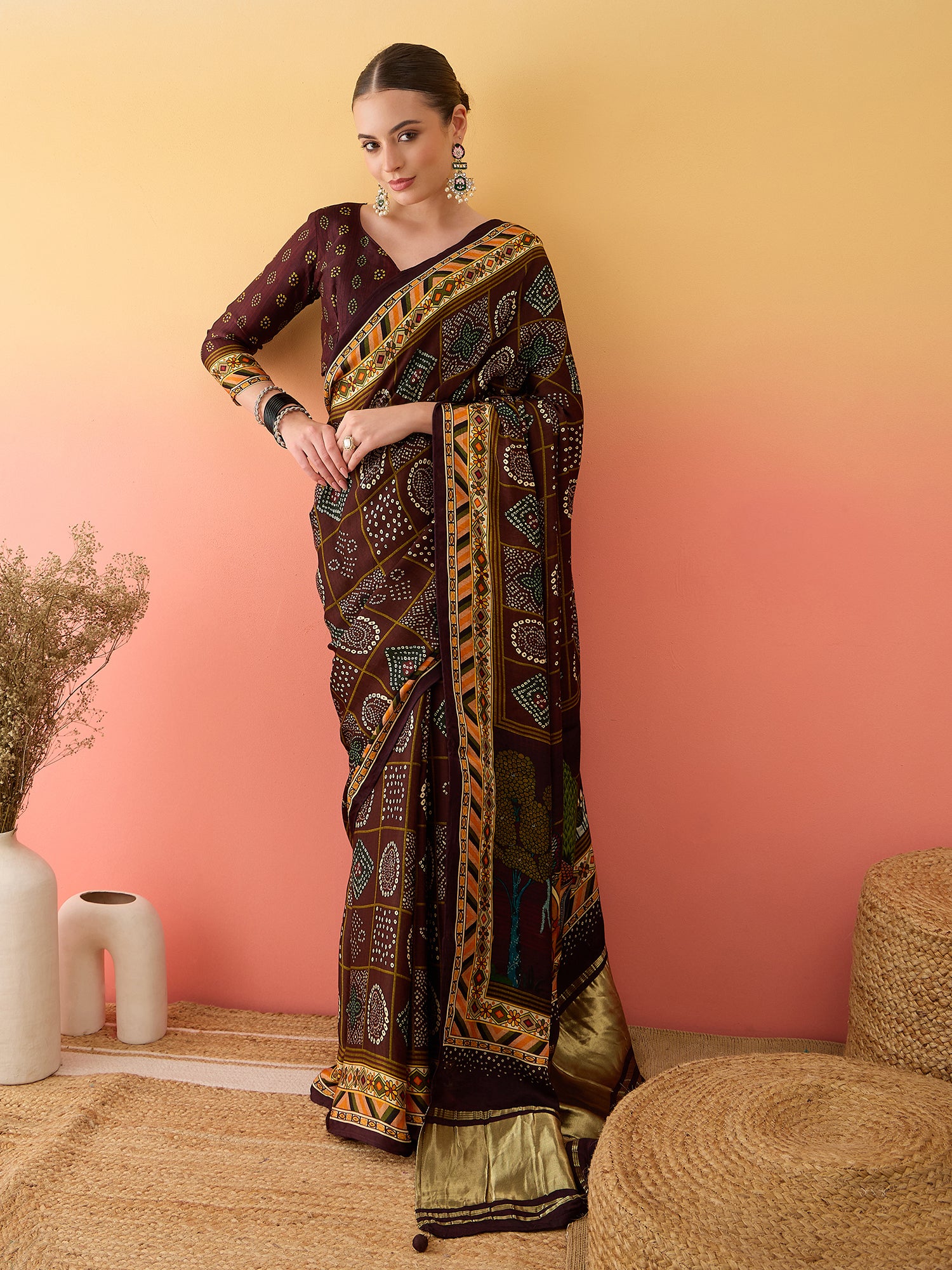 Designer Surtaal Figure Print Saree with Lagdi Border