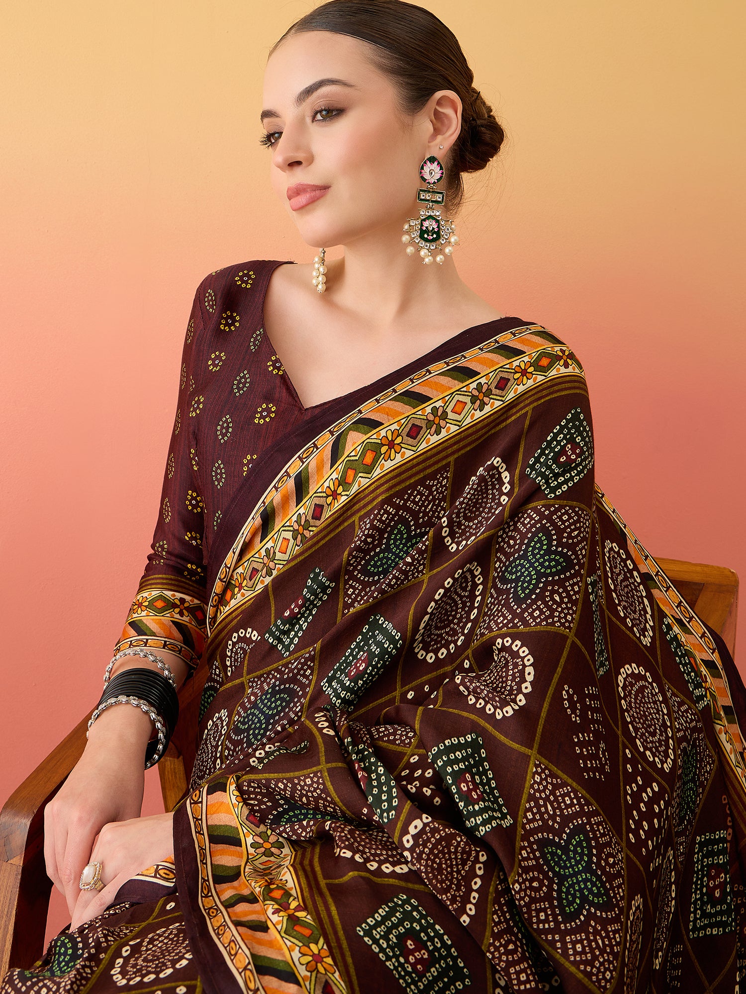 Designer Surtaal Figure Print Saree with Lagdi Border