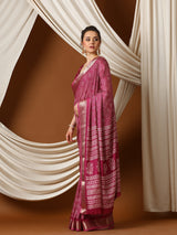 UNIVERSE Dola Silk Saree Triangle Pattern Zari Weaving Border Designer saree - Apple Lifestyle