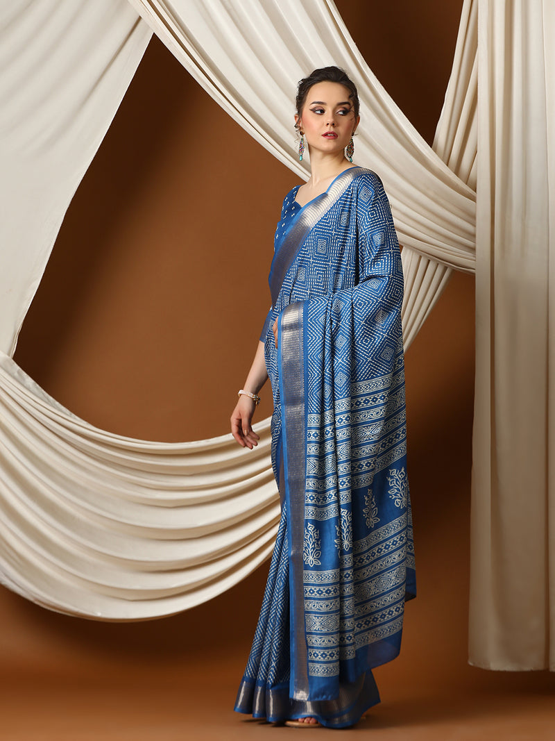 UNIVERSE New Exclusive Women’s Soft Lightweight Dola silk with Zari Border Saree - Apple Lifestyle