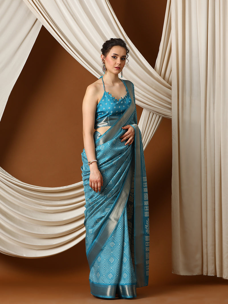 UNIVERSE New Exclusive Women’s Soft Lightweight Dola silk with Zari Border Saree - Apple Lifestyle