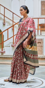 WOMANIYA Woven, Printed, Applique, Cotton silk Saree - Apple Lifestyle