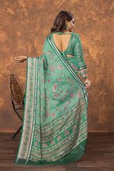 Avantika Chiffon Saree with Silver Patti and Floral Print – Soft, Stylish, and Perfect for Every Occasion