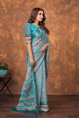 Avantika Chiffon Saree with Silver Patti & Soft Floral Print – Elegant Lightweight Party Wear