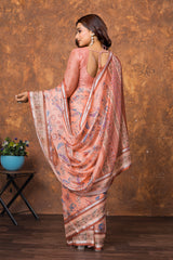 Avantika Women's Chiffon Saree with Silver Patti & Elegant Floral Print – Lightweight & Festive Wear