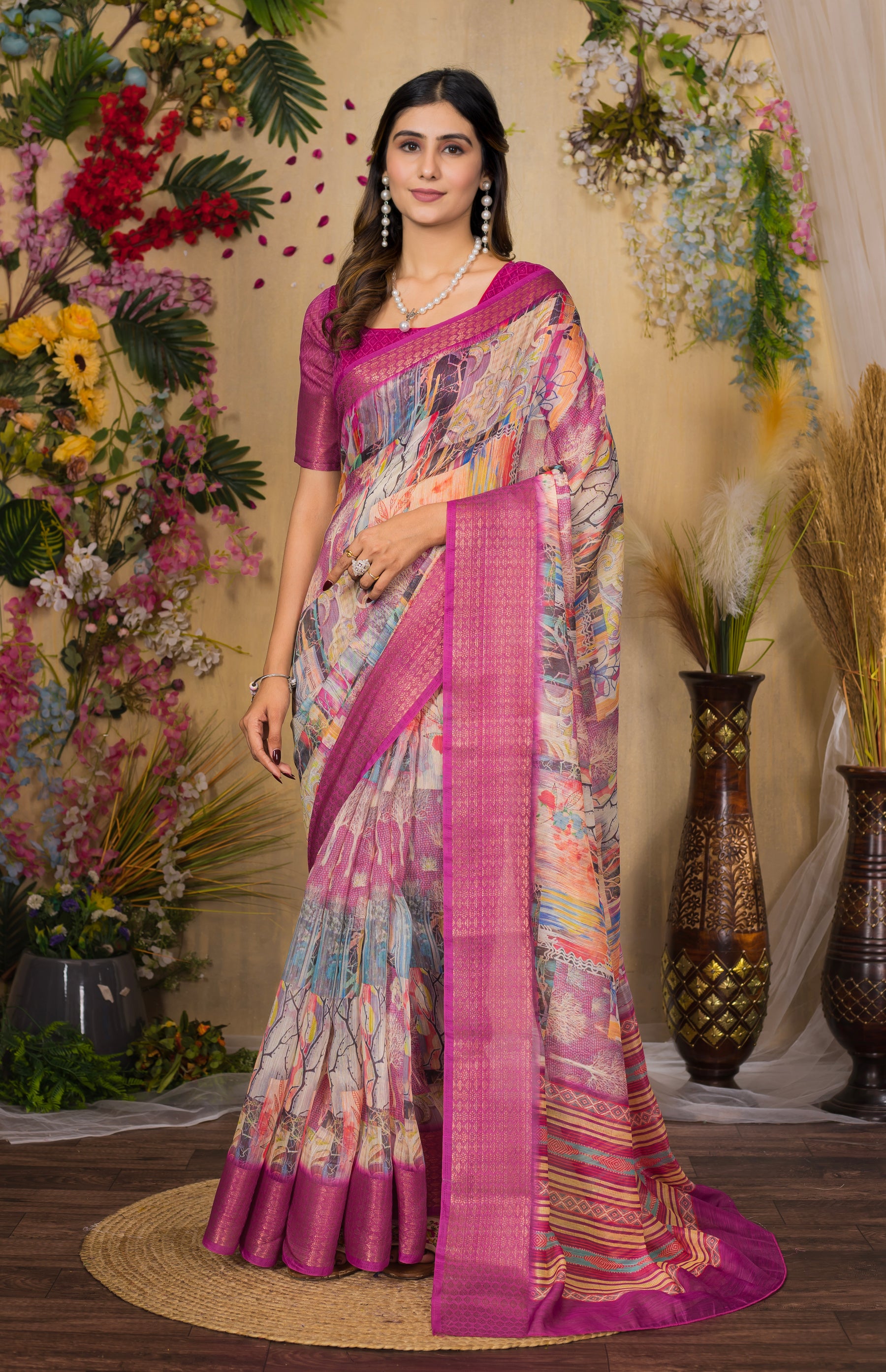 SWARNA Silky Blend Saree – Elegant Varied Design for Day & Evening Wear