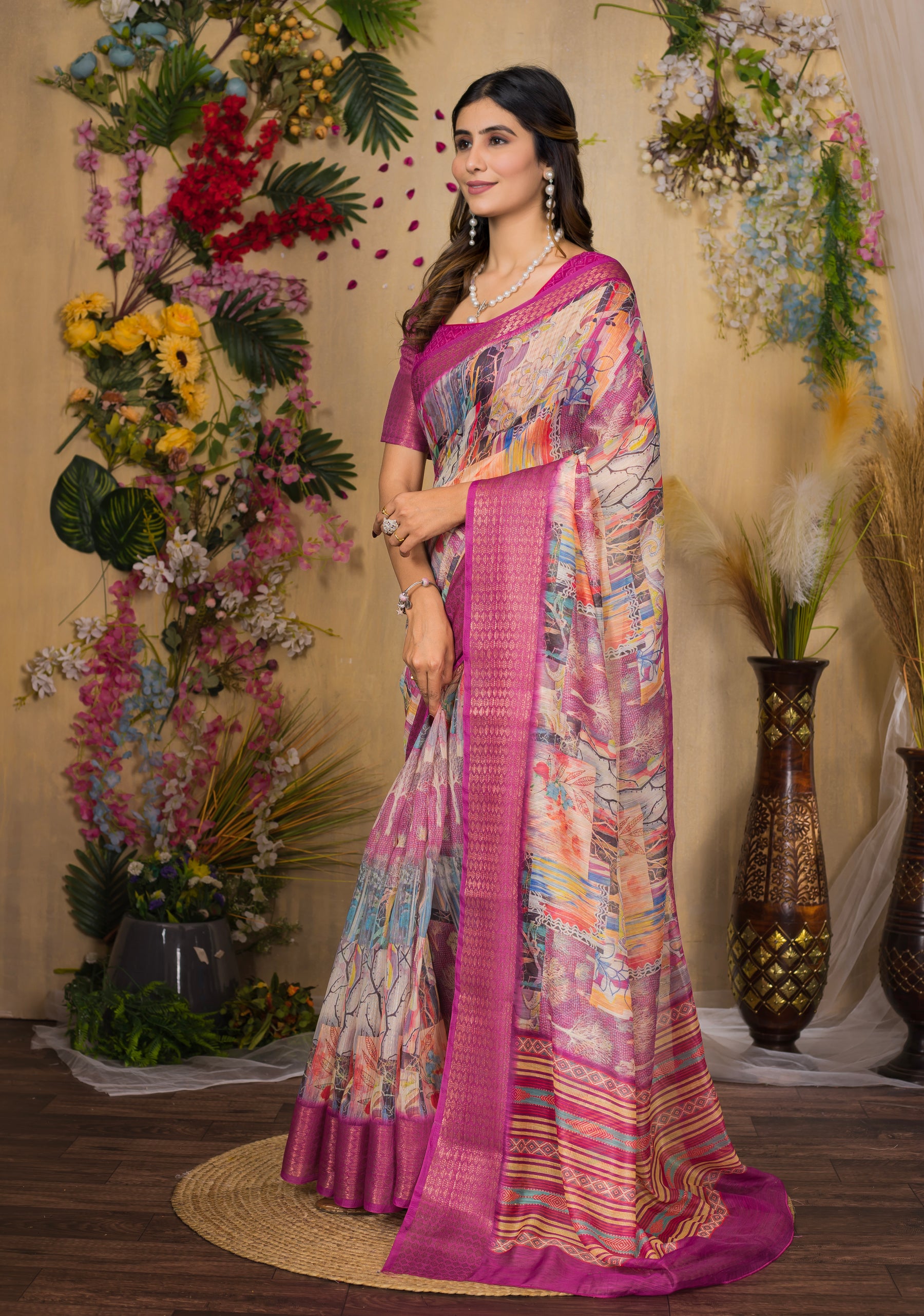SWARNA Silky Blend Saree – Elegant Varied Design for Day & Evening Wear