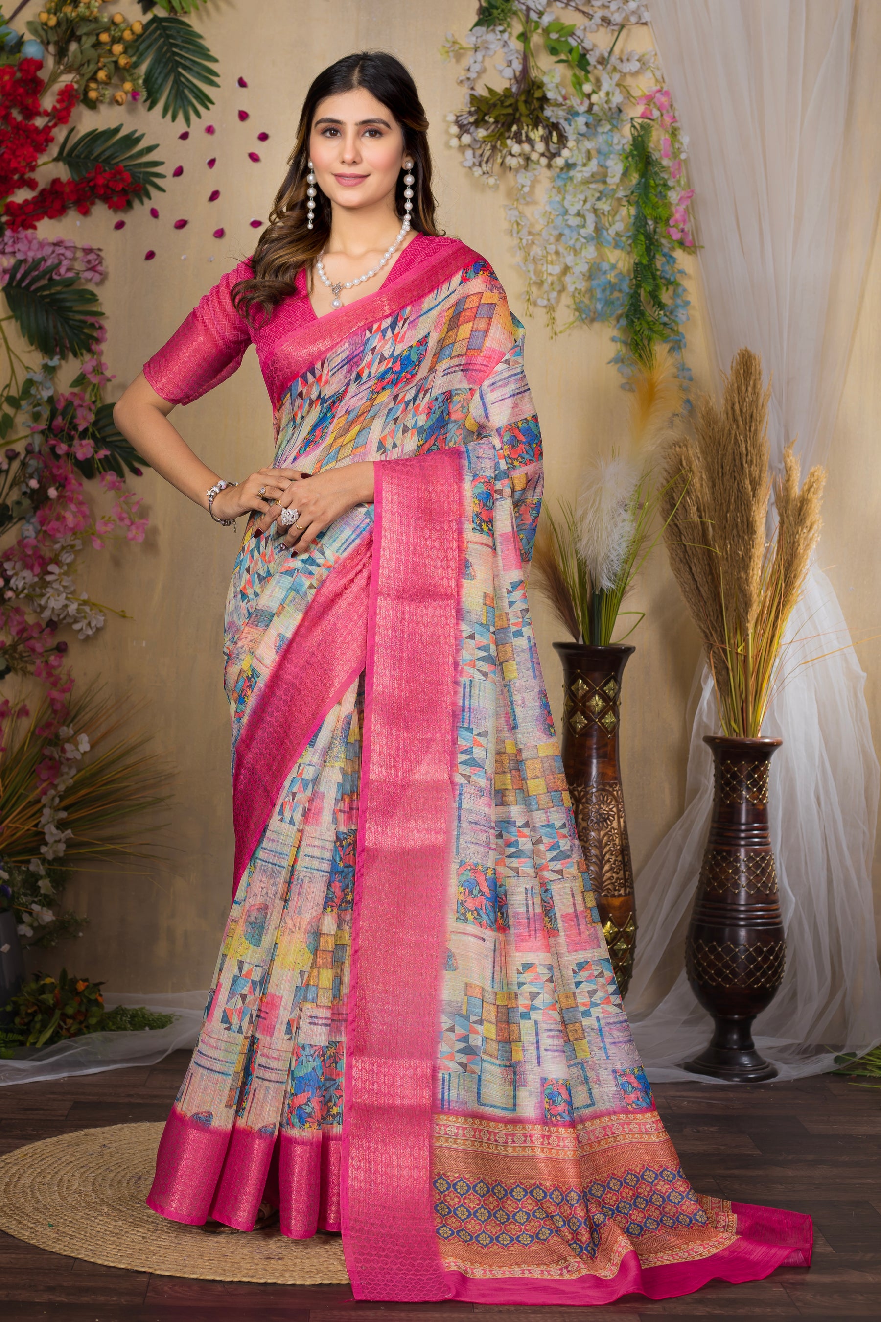 SWARNA Silky Blend Saree – Traditional & Contemporary Varied Design for Bridesmaids