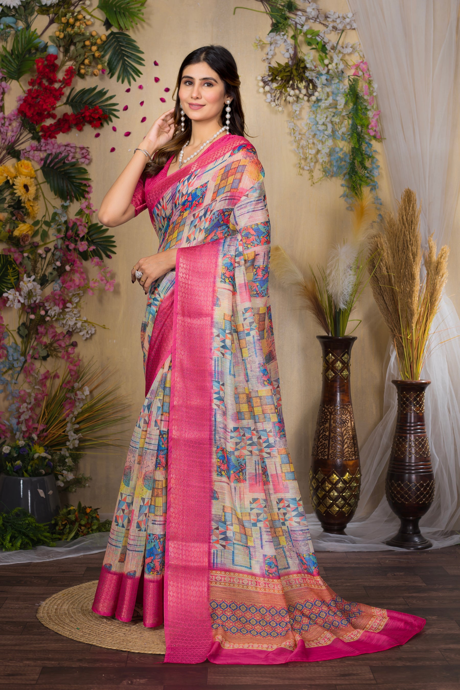 SWARNA Silky Blend Saree – Traditional & Contemporary Varied Design for Bridesmaids