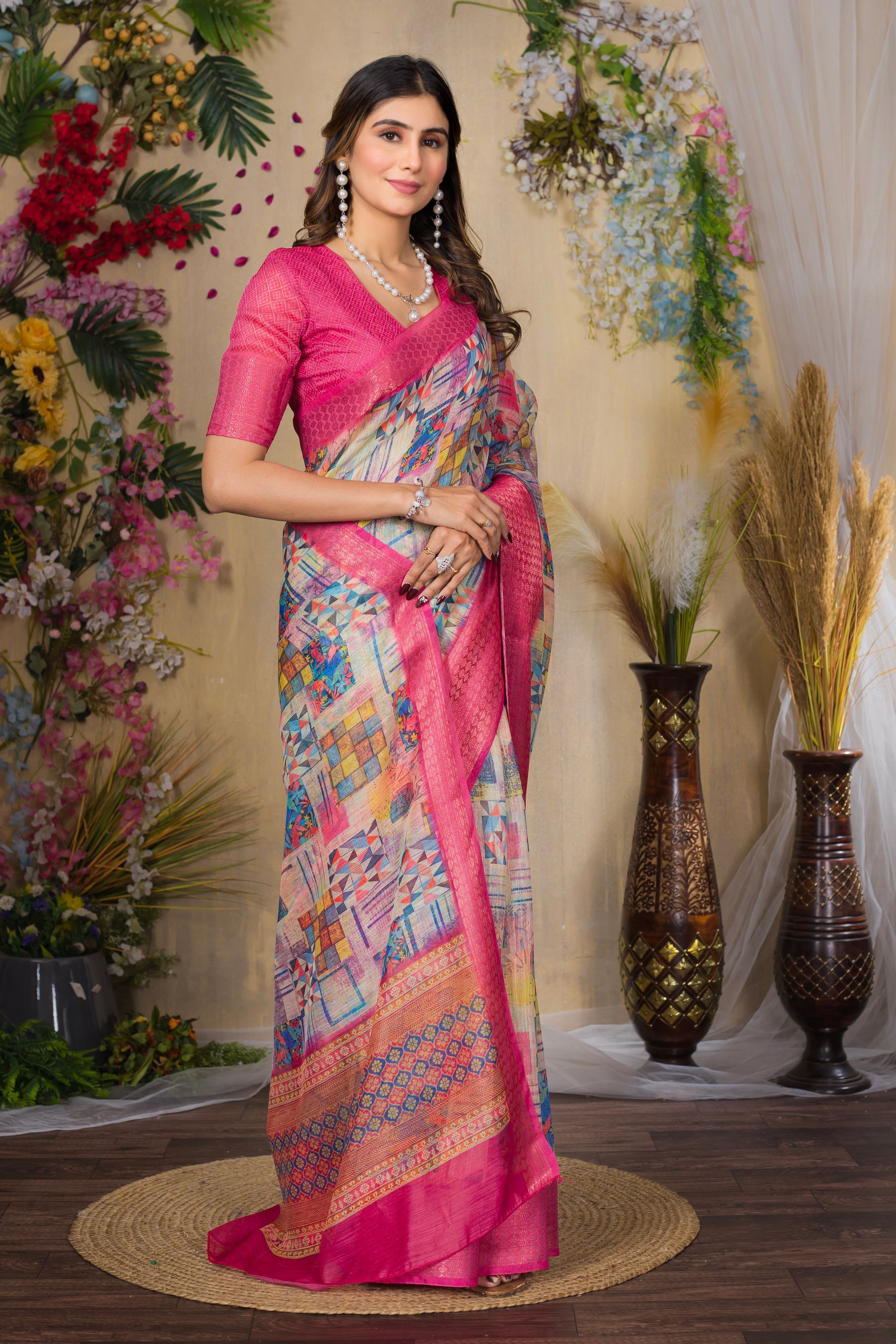 SWARNA Silky Blend Saree – Traditional & Contemporary Varied Design for Bridesmaids
