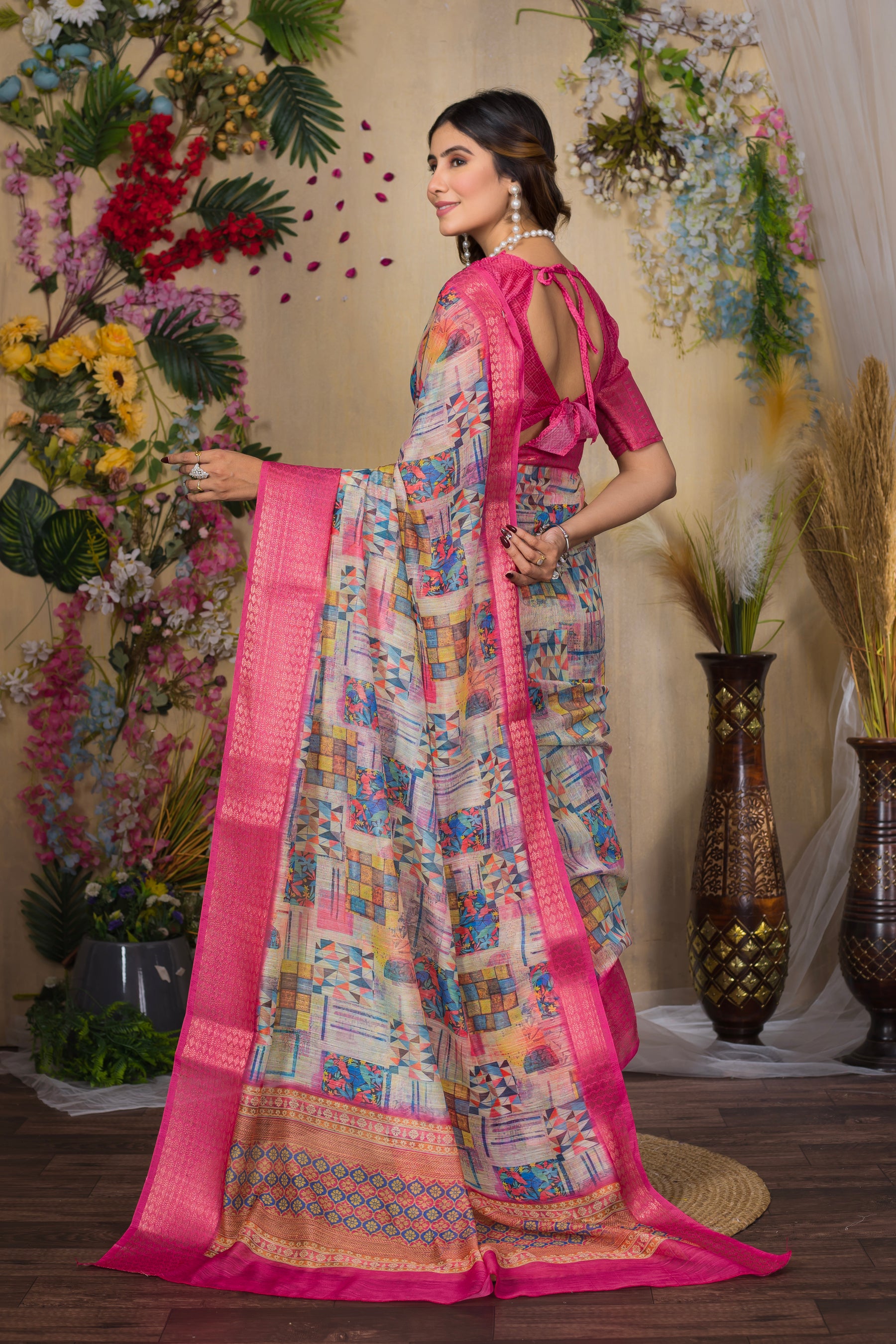 SWARNA Silky Blend Saree – Traditional & Contemporary Varied Design for Bridesmaids
