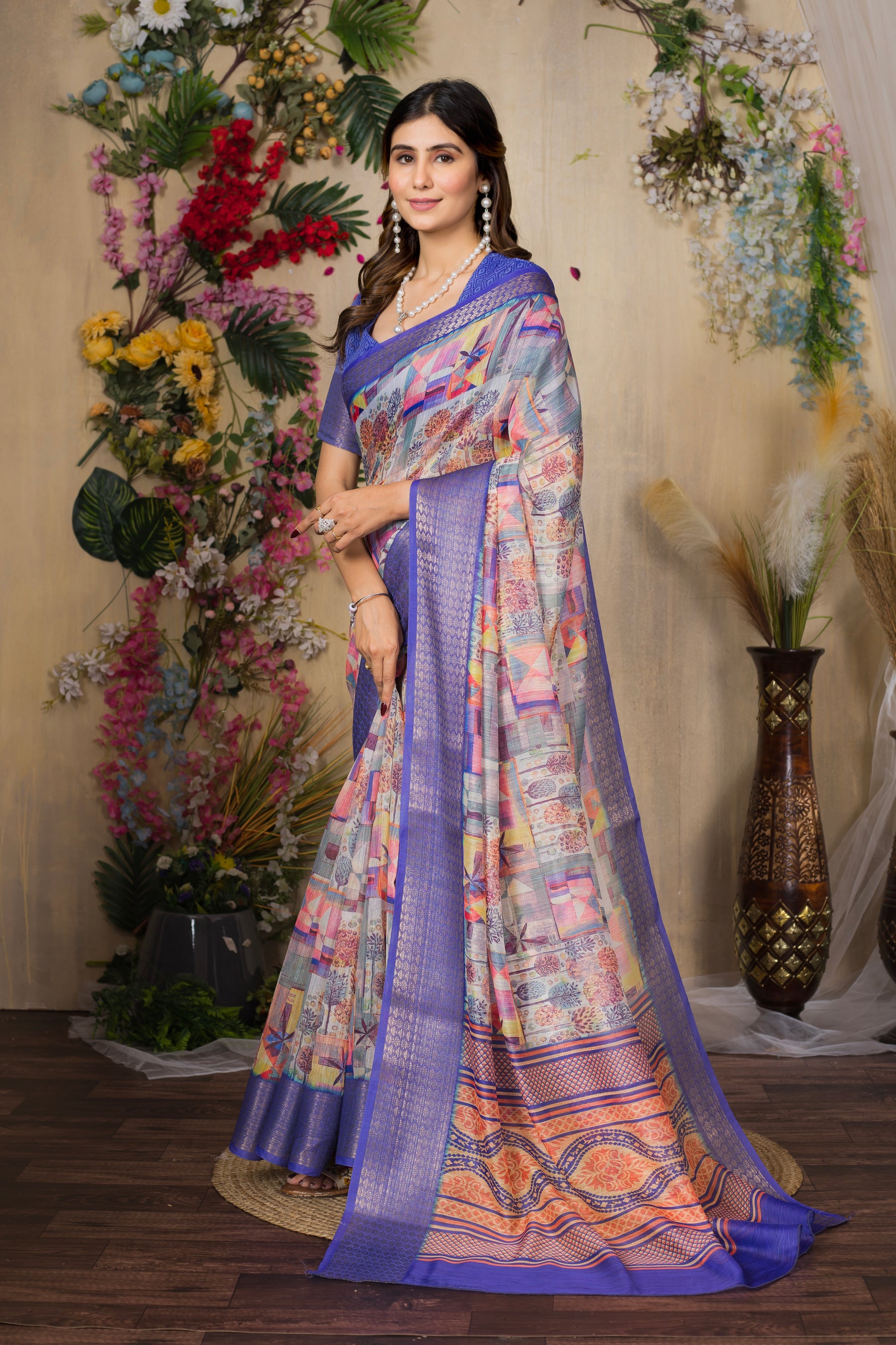 SWARNA Silky Blend Saree – Designer Varied Design for Festive & Party Wear