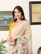 FLOWER POT Woman's Chanderi silk Saree With Flower Design Digital Print - Apple Lifestyle