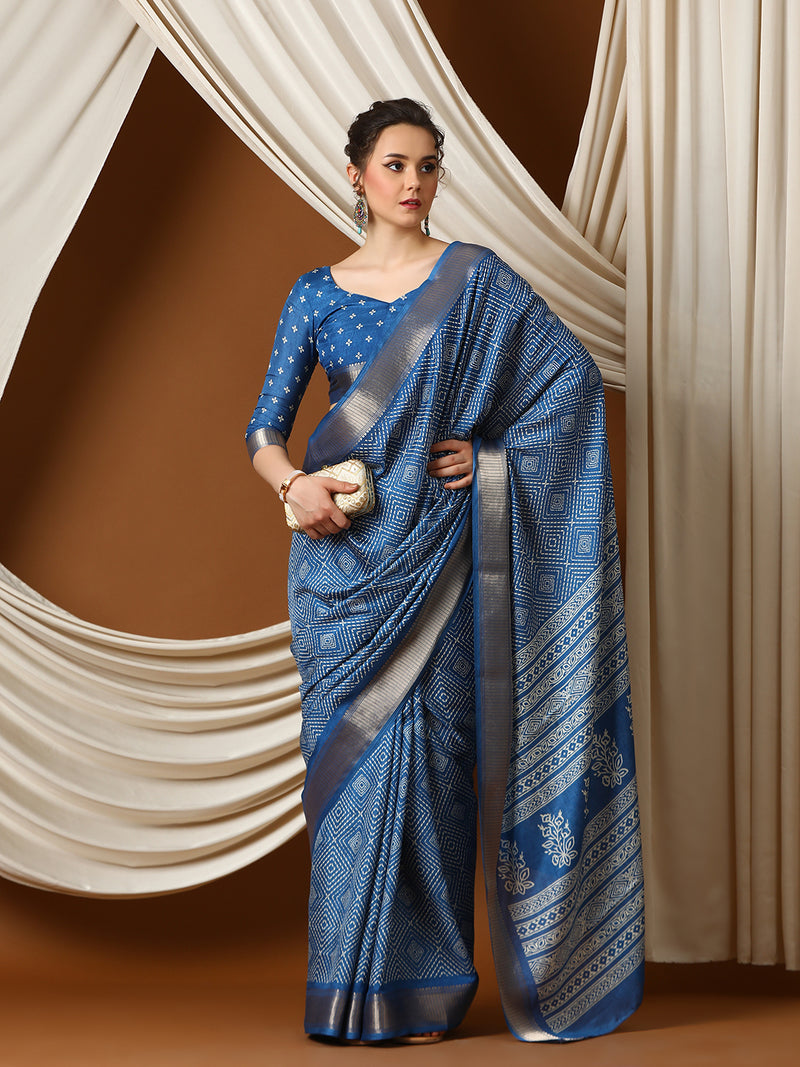 UNIVERSE New Exclusive Women’s Soft Lightweight Dola silk with Zari Border Saree - Apple Lifestyle