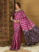 Ikat Print Saree – Contemporary Geometric Designs in Premium Fabric for Effortless Style
