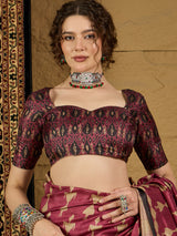 Ikat Print Saree – Contemporary Geometric Designs in Premium Fabric for Effortless Style