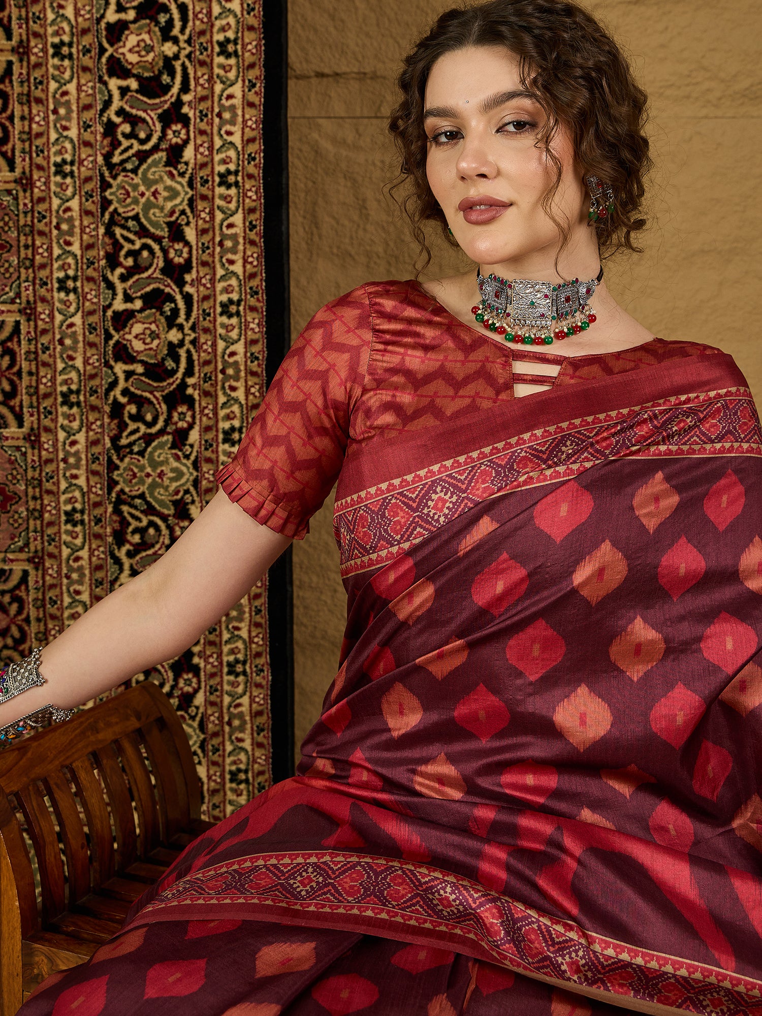 Ikat Print Saree – Vibrant Traditional Patterns in Soft Fabric for Effortless Elegance
