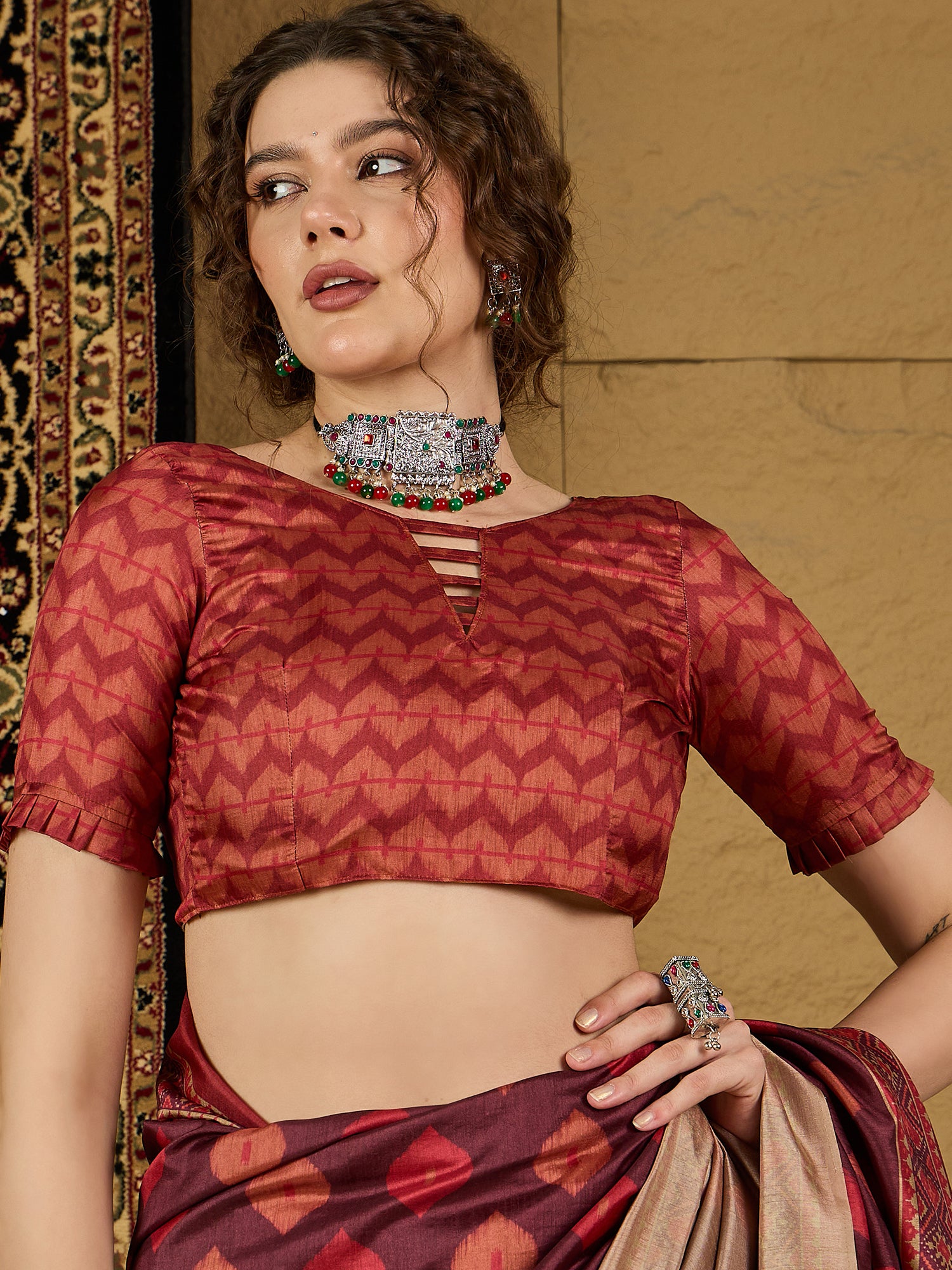 Ikat Print Saree – Vibrant Traditional Patterns in Soft Fabric for Effortless Elegance