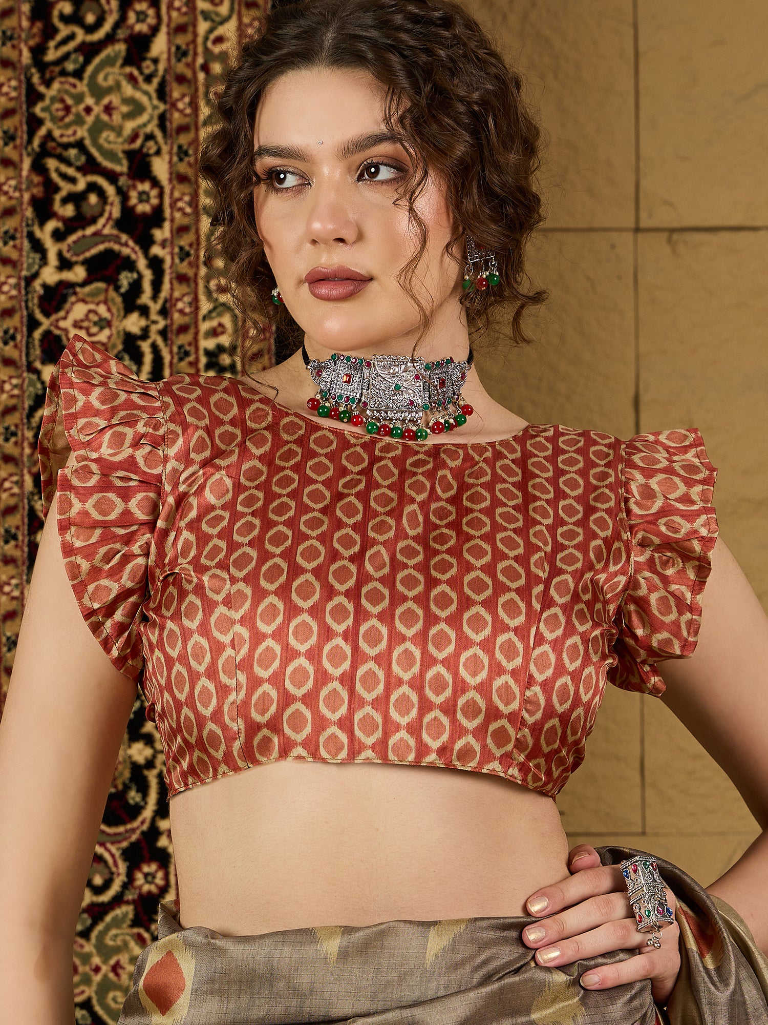 Ikat Print Saree – Elegant Geometric Patterns in Comfortable, Lightweight Fabric