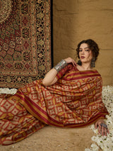 Ikat Print Saree – Contemporary Geometric Designs in Premium Fabric for Effortless Style