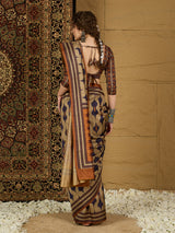 Gulabi Nagari Kozi Silk Ikat Print Saree – Stunning Geometric Patterns in Rich Kozi Silk for Festivals & Celebrations