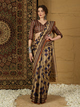 Gulabi Nagari Kozi Silk Ikat Print Saree – Stunning Geometric Patterns in Rich Kozi Silk for Festivals & Celebrations