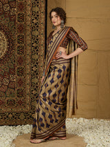 Gulabi Nagari Kozi Silk Ikat Print Saree – Stunning Geometric Patterns in Rich Kozi Silk for Festivals & Celebrations