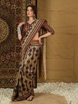 Gulabi Nagari Kozi Silk Ikat Print Saree – Stunning Geometric Patterns in Rich Kozi Silk for Festivals & Celebrations