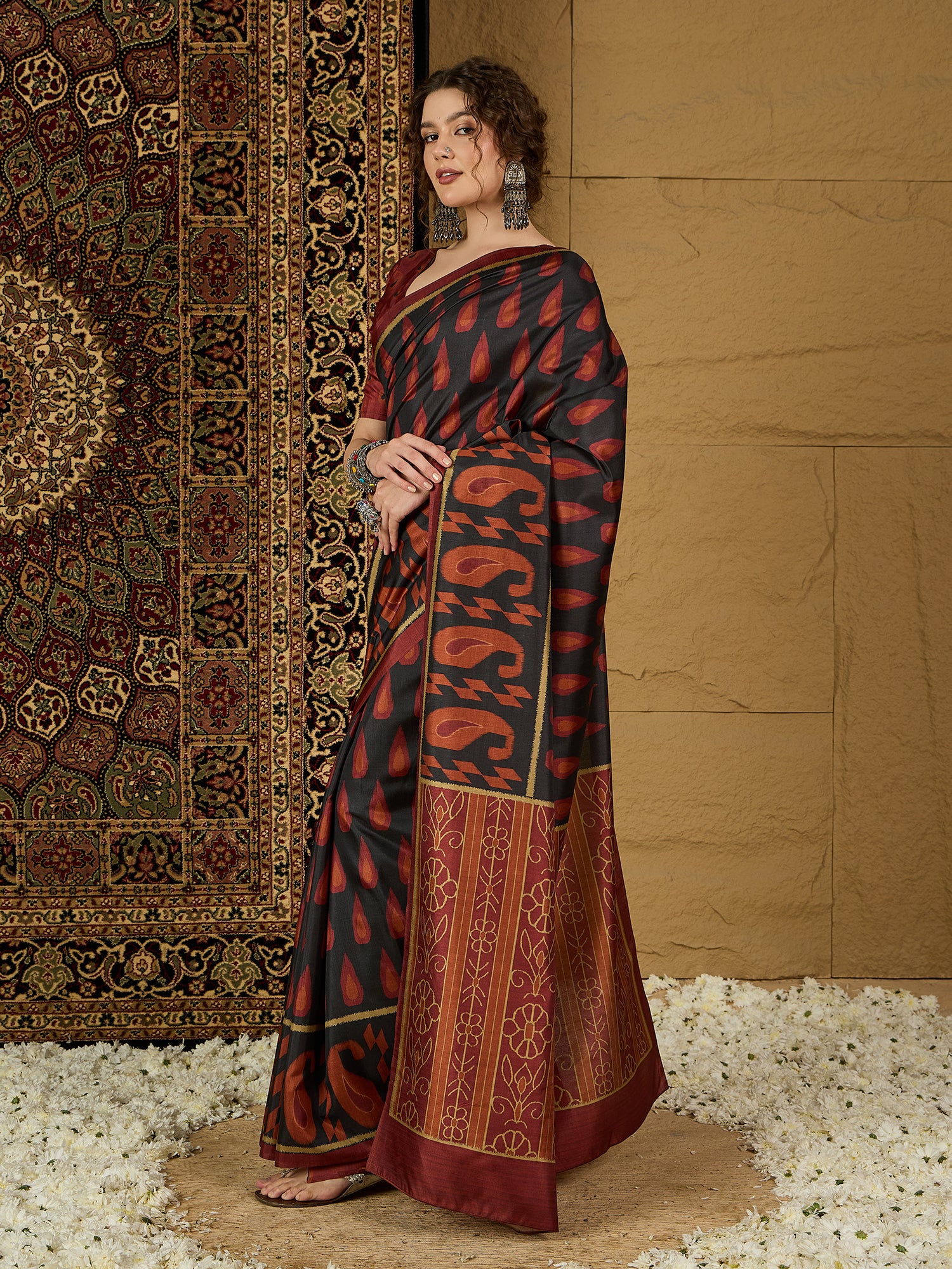 Gulabi Nagari Kozi Silk Saree – Rich Traditional Craftsmanship with Elegant Motifs for Special Events