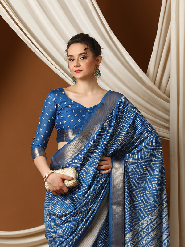 UNIVERSE New Exclusive Women’s Soft Lightweight Dola silk with Zari Border Saree - Apple Lifestyle