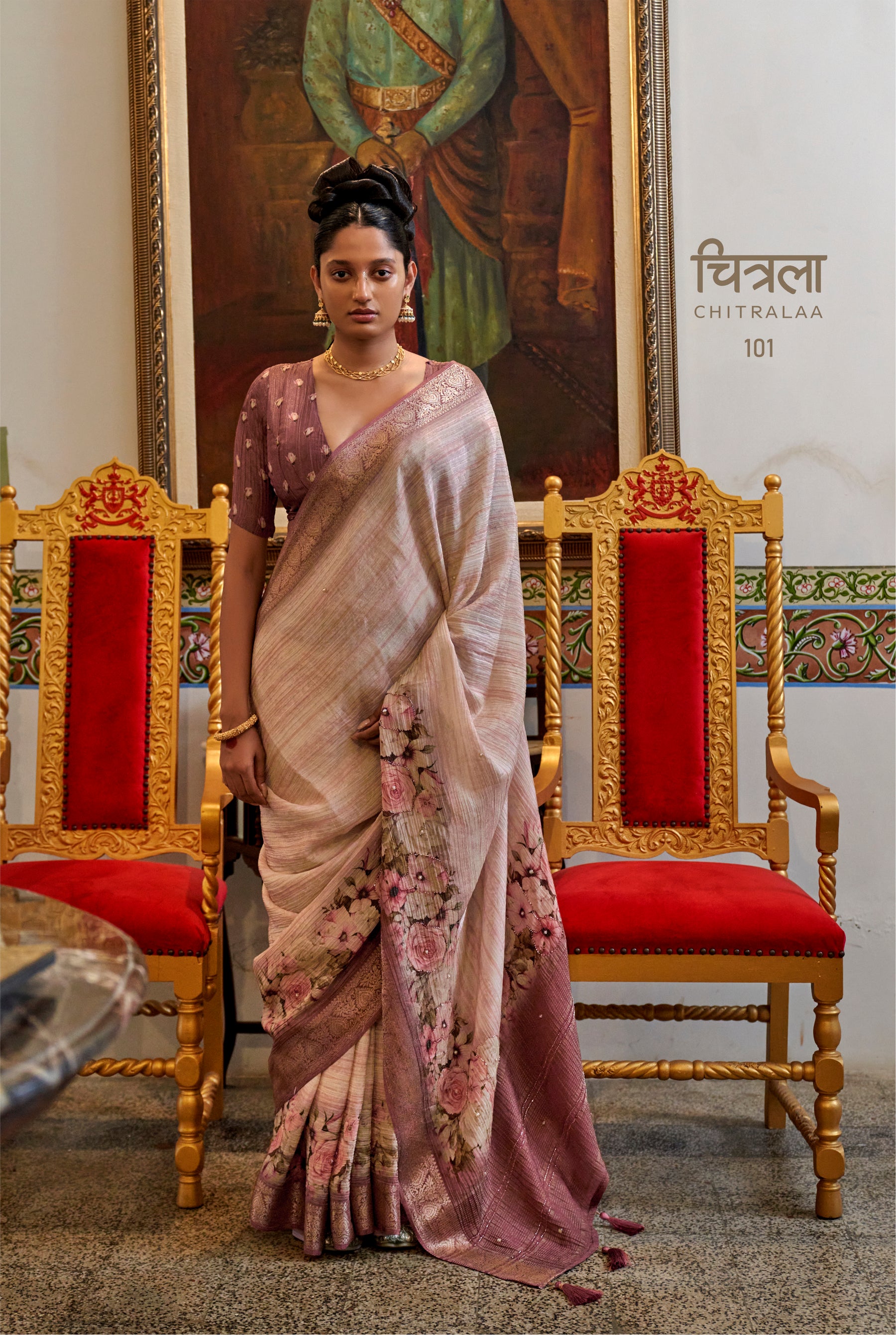 CHITRALAA Blush Rose Royale Saree