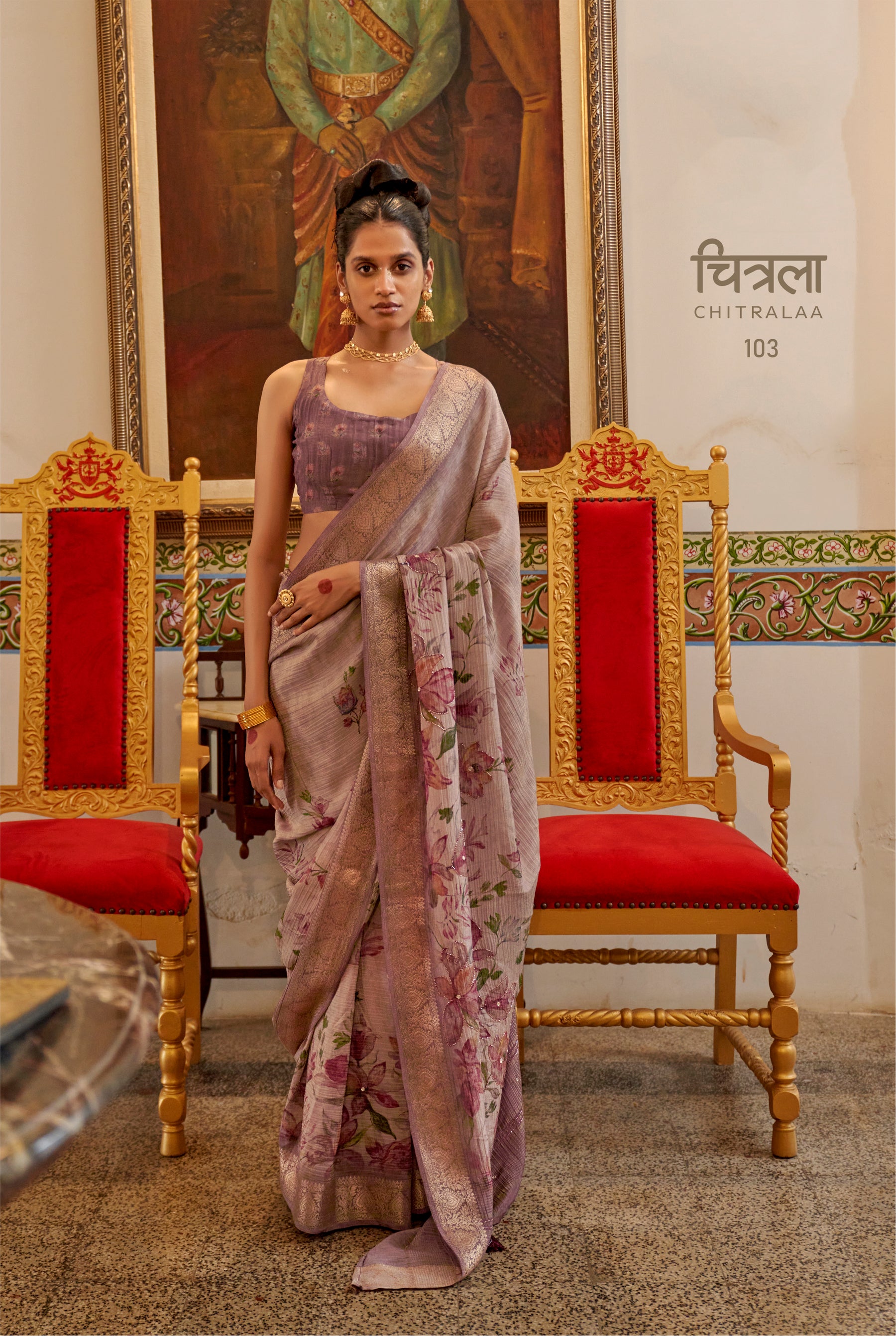 CHITRALA Lavender Bloom Regal Saree