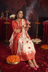 Durgotsav Royal Vermilion Saree
