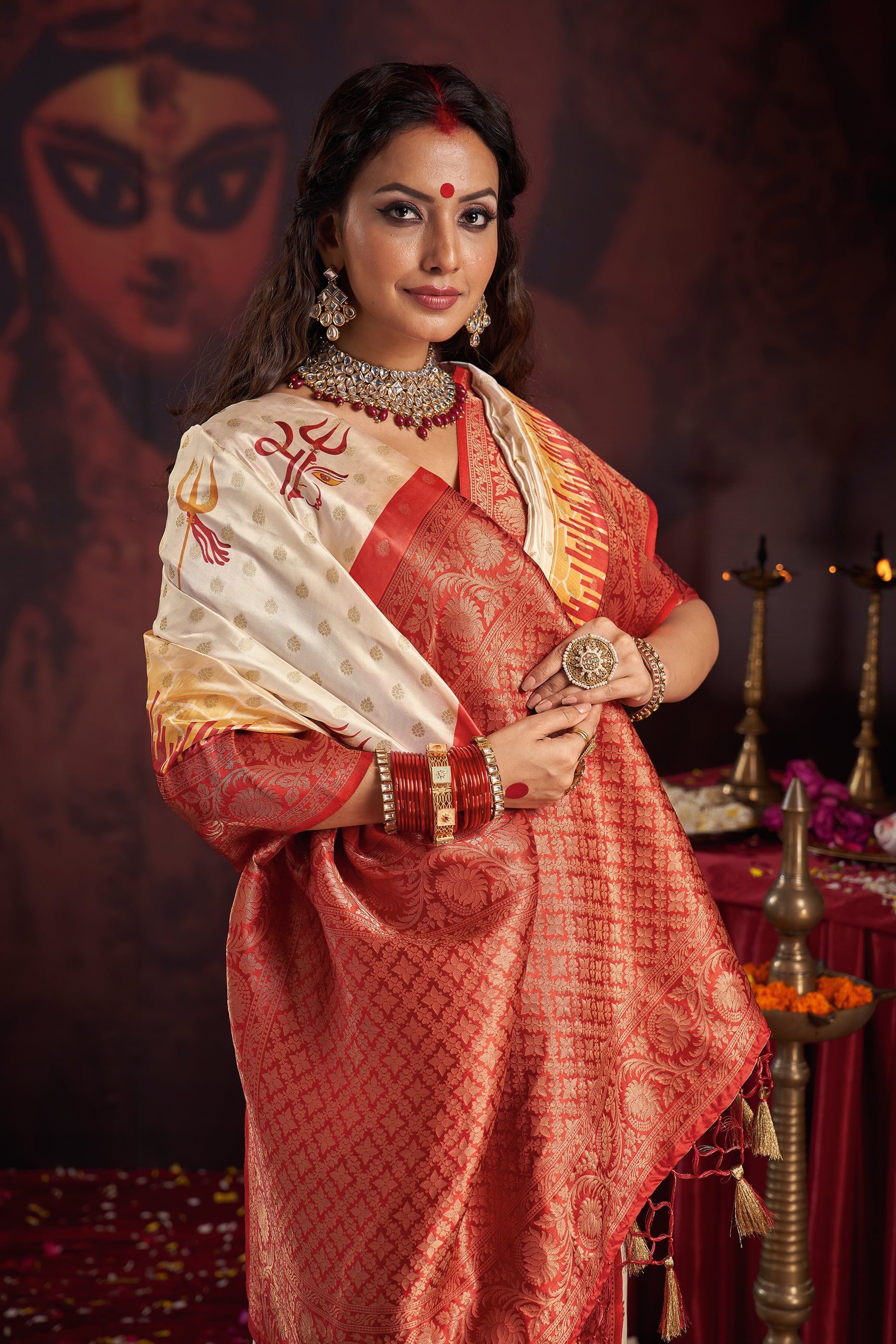 Durgotsav Trishakti Heritage Saree