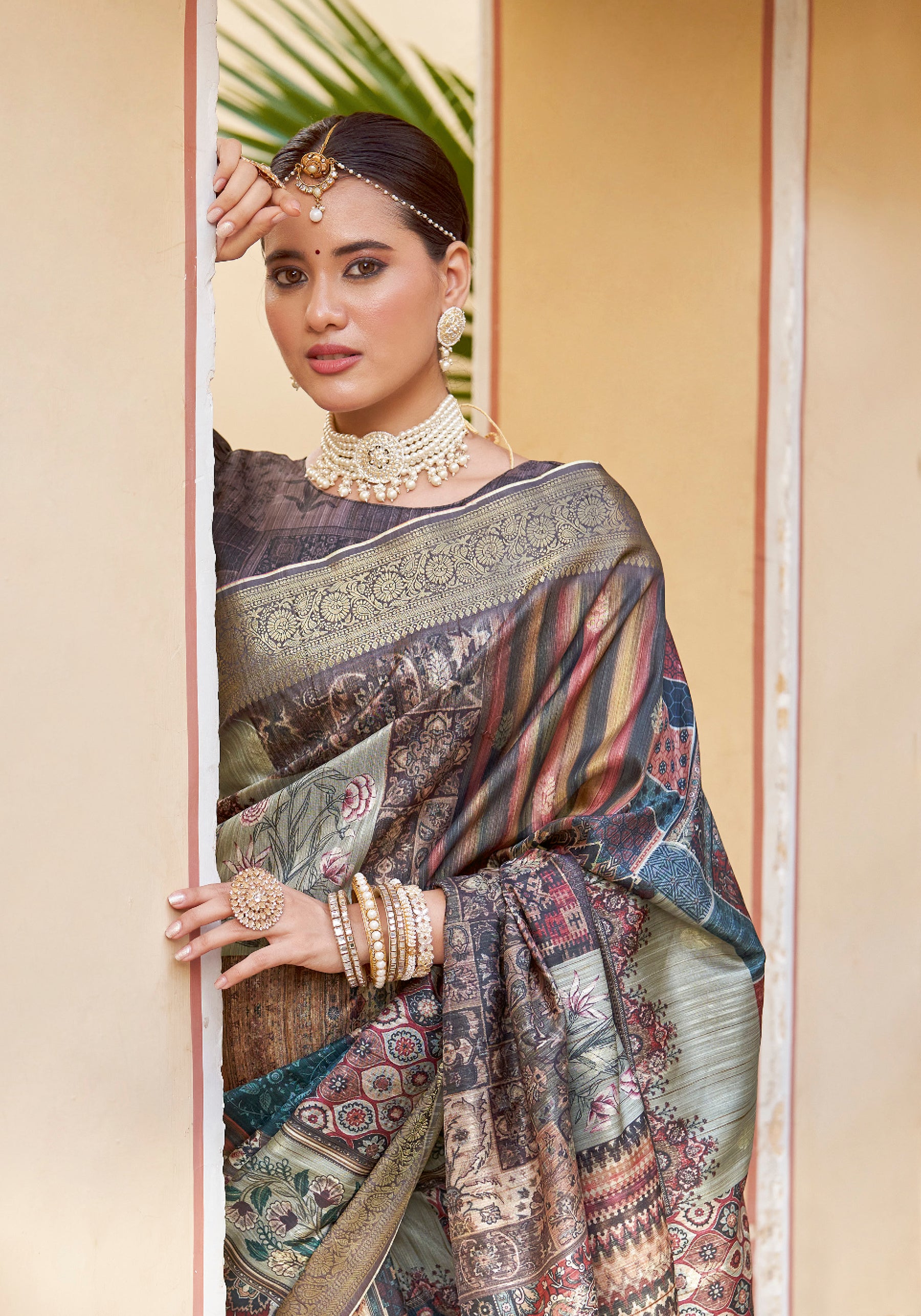 PRATIKSHA Women's Traditional Look Kalamkari Kotha zari rich pallu weaven digital printed saree