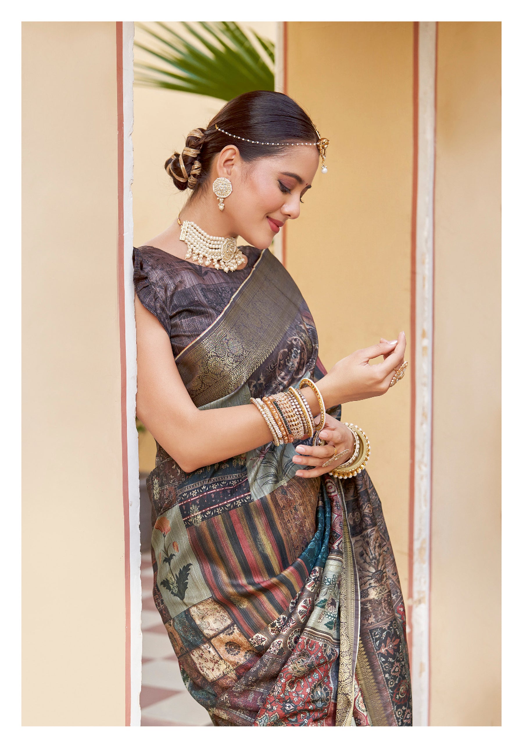 PRATIKSHA Women's Traditional Look Kalamkari Kotha zari rich pallu weaven digital printed saree