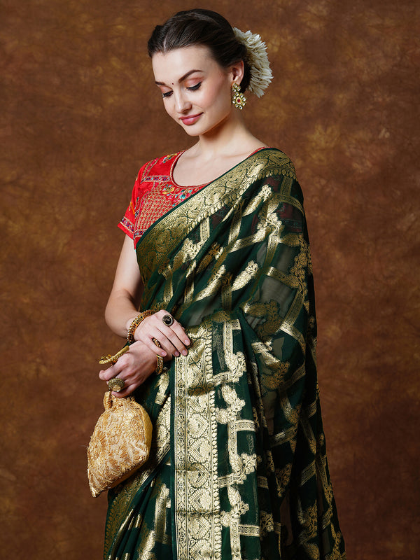 VIRGO Saree For Women Georgette Fabric Saree With Embroidery - Apple Lifestyle